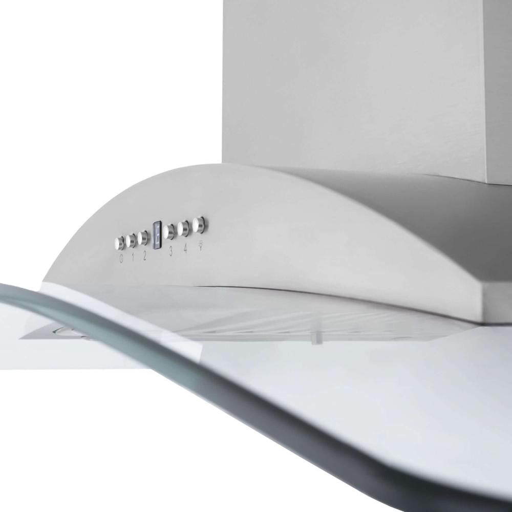 30 In. Convertible Vent Wall Mount Range Hood In Stainless Steel And Glass KN30