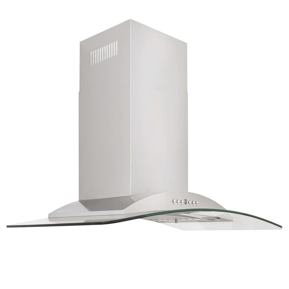 36 In. Convertible Vent Wall Mount Range Hood In Stainless Steel And Glass KN36