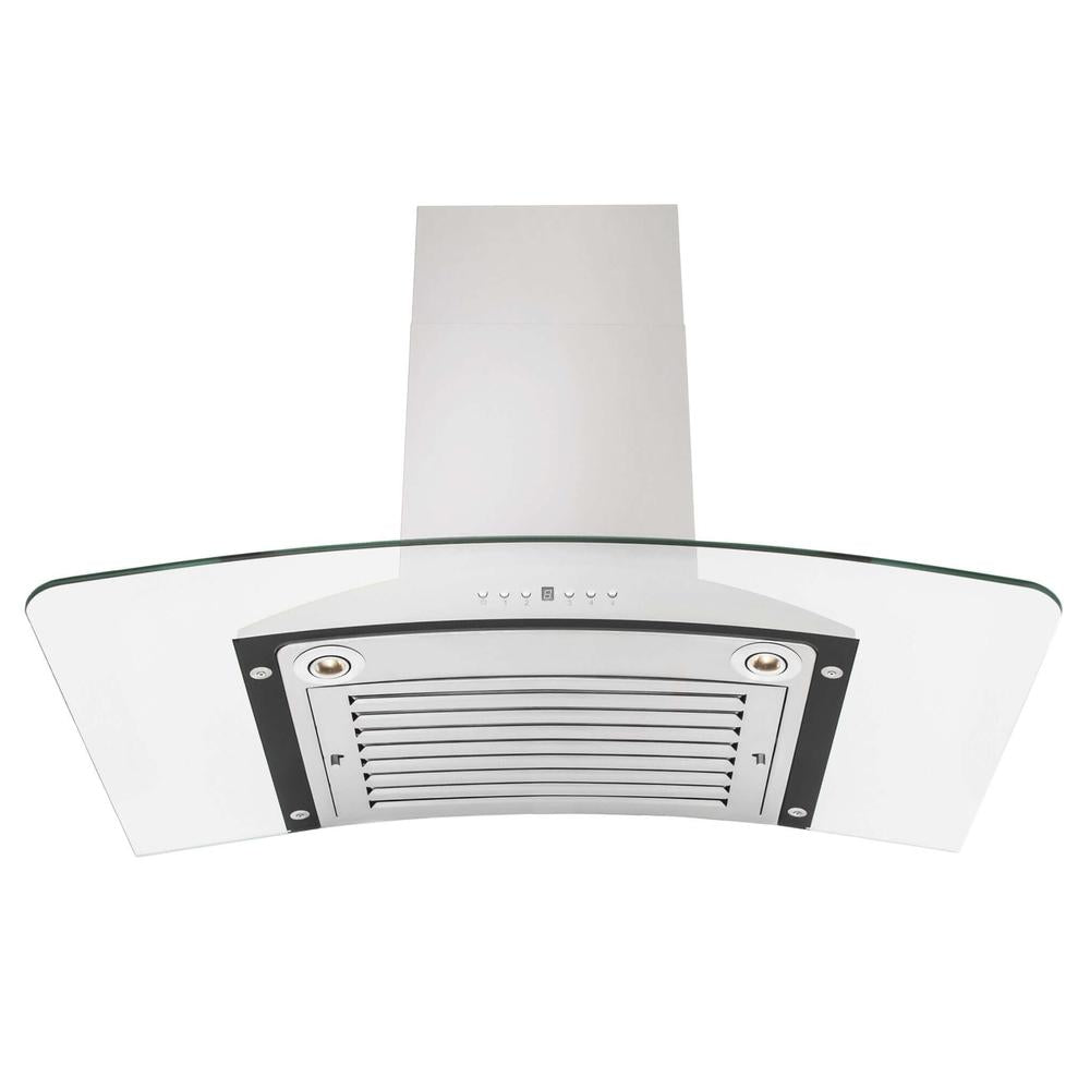 36 In. Convertible Vent Wall Mount Range Hood In Stainless Steel And Glass KN36
