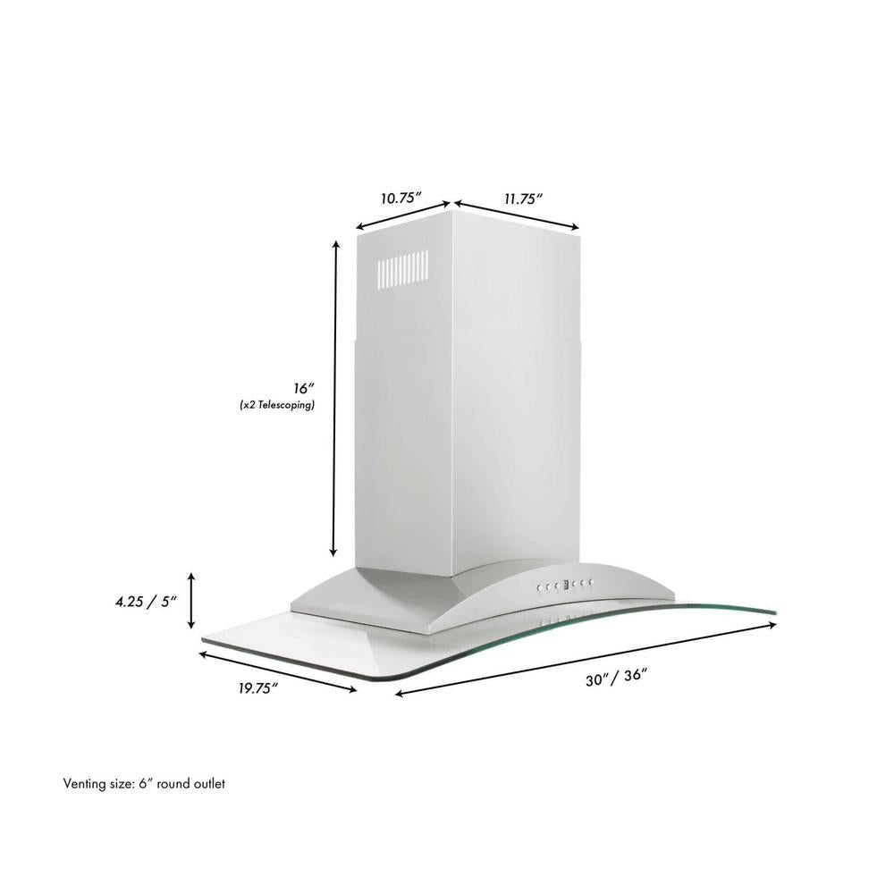 36 In. Convertible Vent Wall Mount Range Hood In Stainless Steel And Glass KN36
