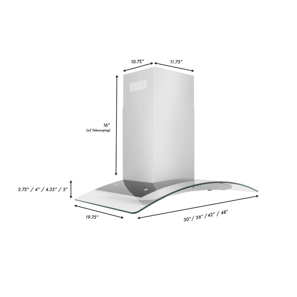 30 In. Convertible Vent Wall Mount Range Hood In Stainless Steel And Glass KN430