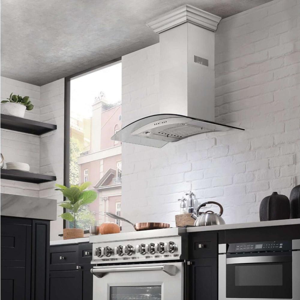 36 In. Convertible Vent Wall Mount Range Hood In Stainless Steel And Glass KN436