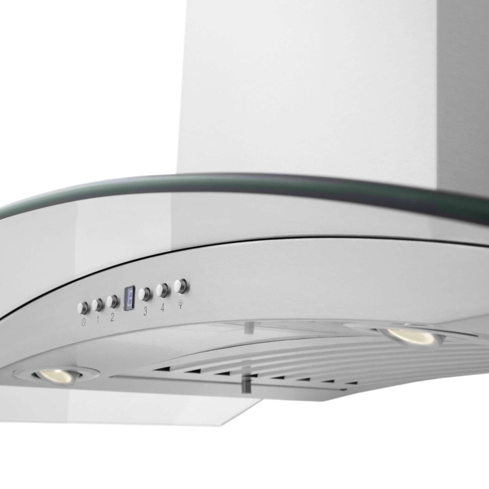36 In. Convertible Vent Wall Mount Range Hood In Stainless Steel And Glass KN436