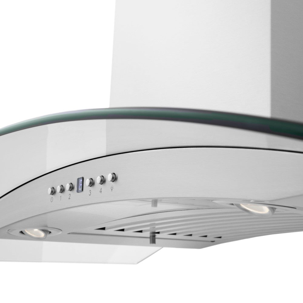 30 In. Crownsound™ Ducted Vent Wall Mount Range Hood In Stainless Steel And Glass With Built-in Bluetooth Speakers KN4CRNBT30