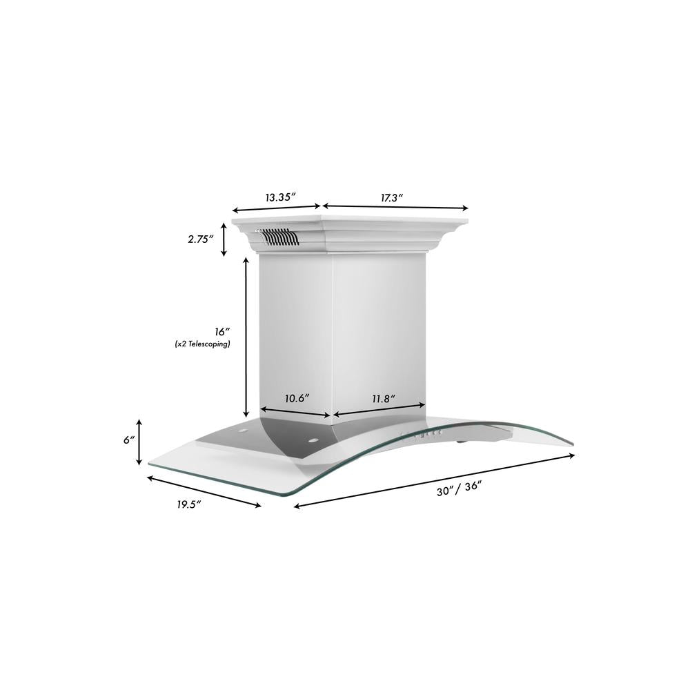 36 In. Crownsound™ Ducted Vent Wall Mount Range Hood In Stainless Steel And Glass With Built-in Bluetooth Speakers KN4CRNBT36