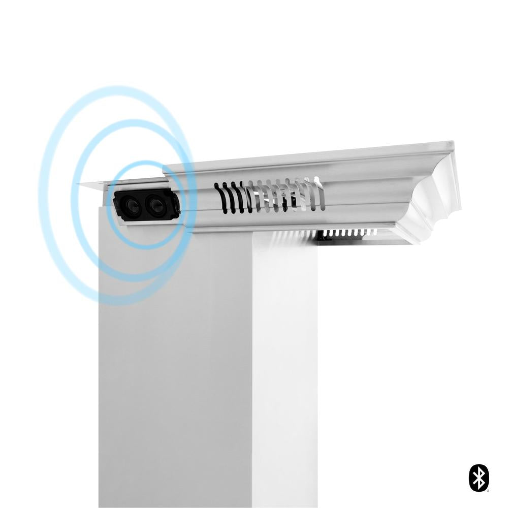 48 In. Crownsound™ Ducted Vent Wall Mount Range Hood In Stainless Steel And Glass With Built-in Bluetooth Speakers KN4CRNBT48