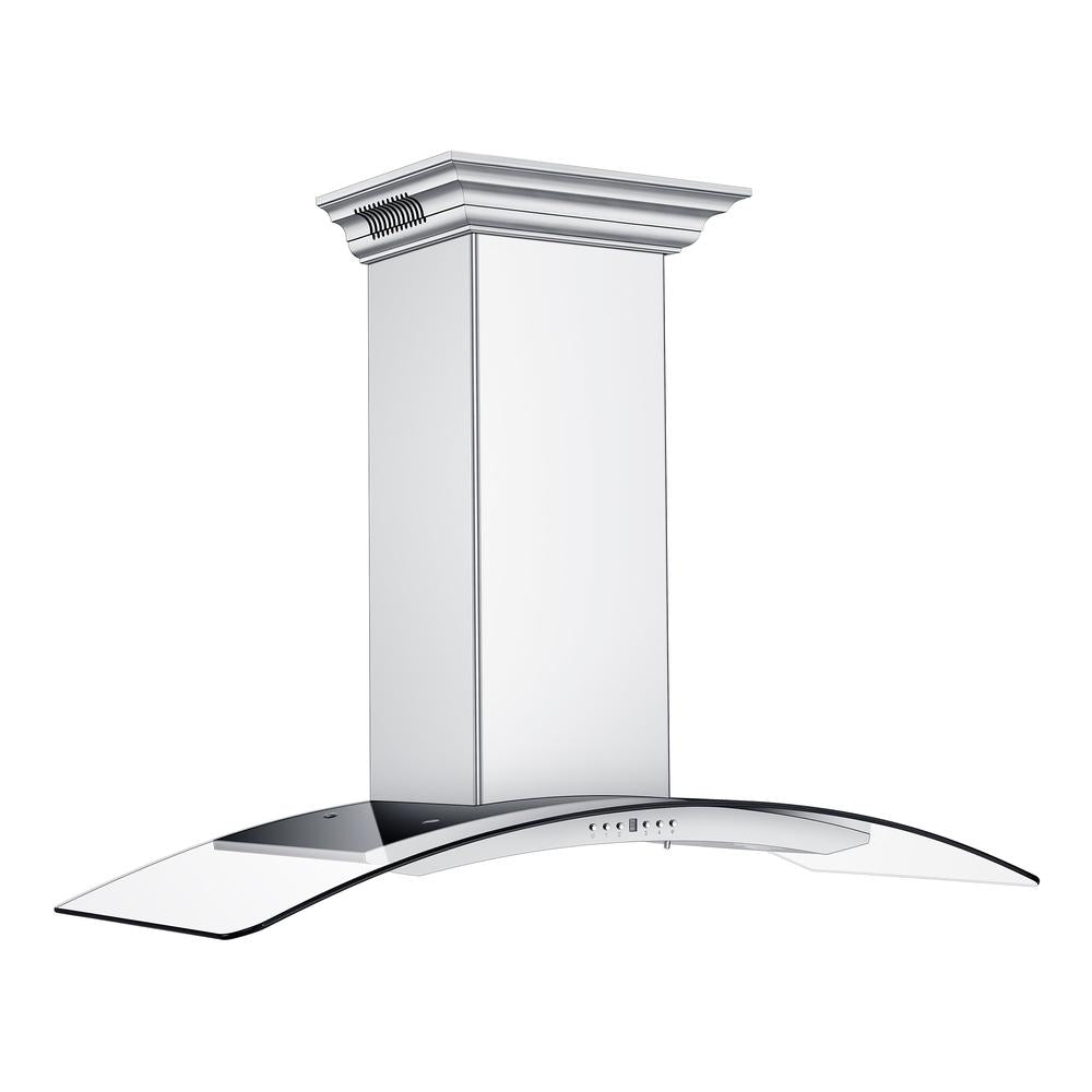 48 In. Crownsound™ Ducted Vent Wall Mount Range Hood In Stainless Steel And Glass With Built-in Bluetooth Speakers KN4CRNBT48