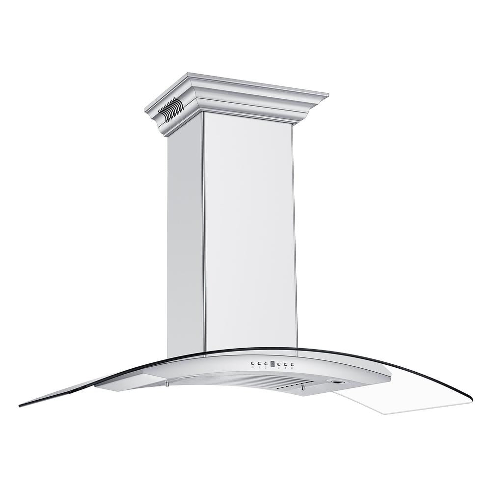 48 In. Crownsound™ Ducted Vent Wall Mount Range Hood In Stainless Steel And Glass With Built-in Bluetooth Speakers KN4CRNBT48