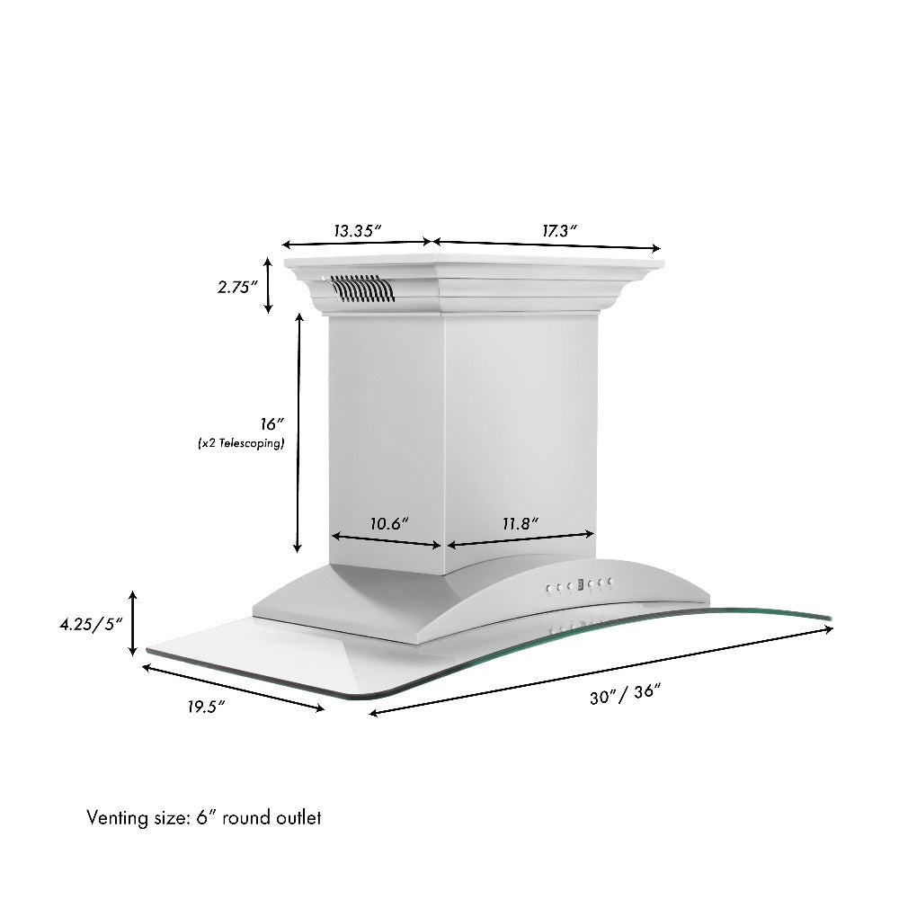30 In. Crownsound™ Ducted Vent Wall Mount Range Hood In Stainless Steel And Glass With Built-in Bluetooth Speakers KNCRNBT30
