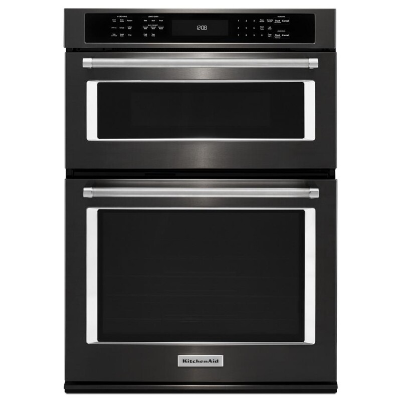 KitchenAid 27" Combination Wall Oven with Even-Heat  True Convection (lower oven) Black Stainless Steel with PrintShield™ Finish KOCE507EBS Picture 1