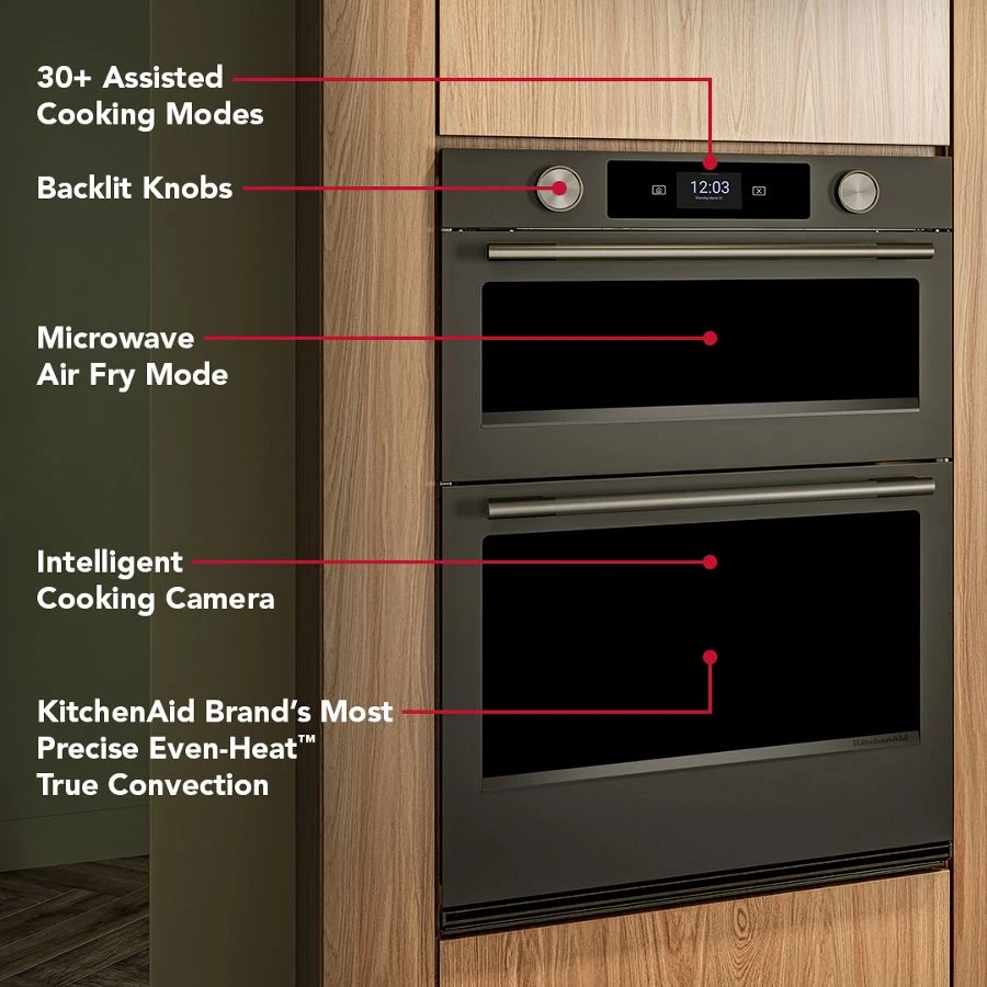 30-inch Smart Electric Combo Wall Oven With Intelligent Cooking Camera - Black Ore KOEC930SBE