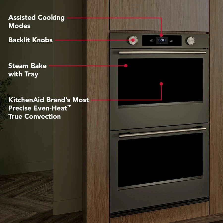 30-inch Smart Electric Double Wall Oven With Assisted Cooking Modes - Black Ore KOED730SBE