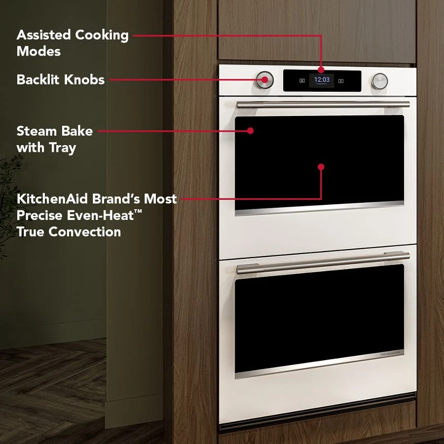 30-inch Smart Electric Double Wall Oven With Assisted Cooking Modes - White KOED730SWH