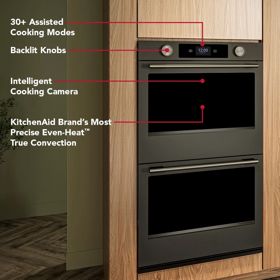 30-inch Smart Electric Double Wall Oven With Intelligent Cooking Camera - Black Ore KOED930SBE