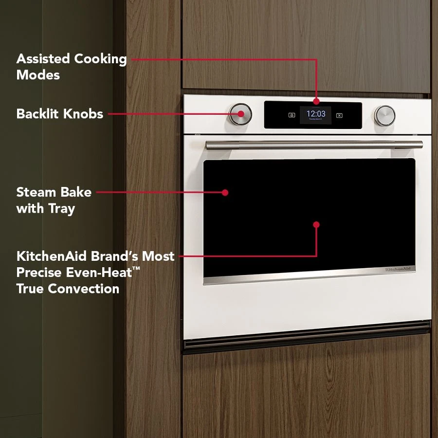 30-inch Smart Electric Single Wall Oven With Assisted Cooking Modes - White KOES730SWH