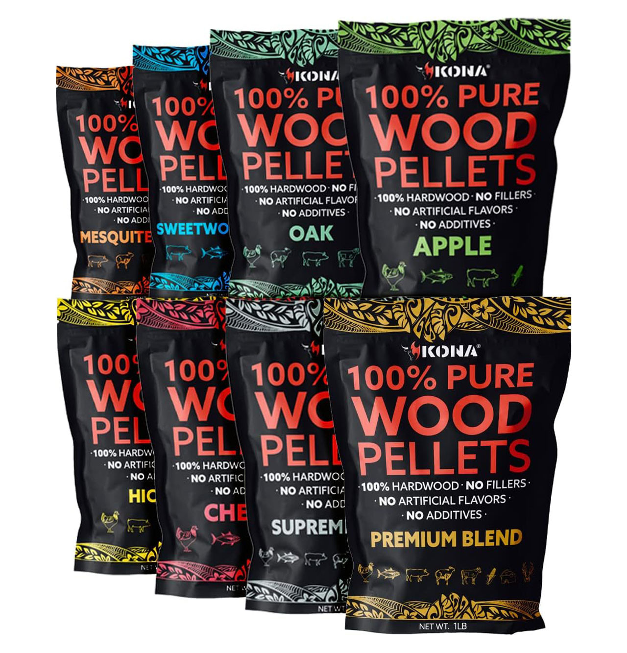 Kona Wood Pellets All Variety Pack - (Set of 8) KONAPELLETALLKON