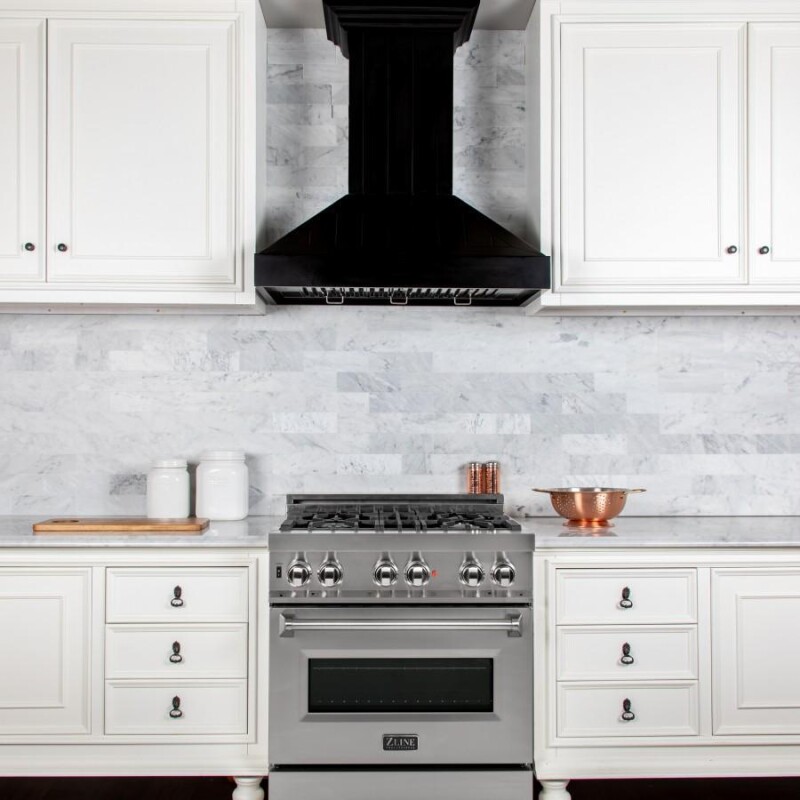 30 In. Wooden Convertible Vent Wall Mount Range Hood In Black KPCC30
