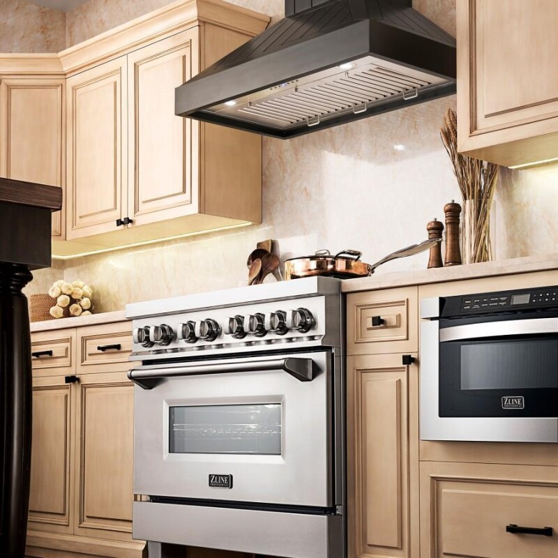 30 In. Wooden Convertible Vent Wall Mount Range Hood In Black KPCC30