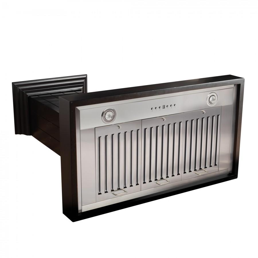 36 In. Wooden Convertible Vent Wall Mount Range Hood In Black KPCC36