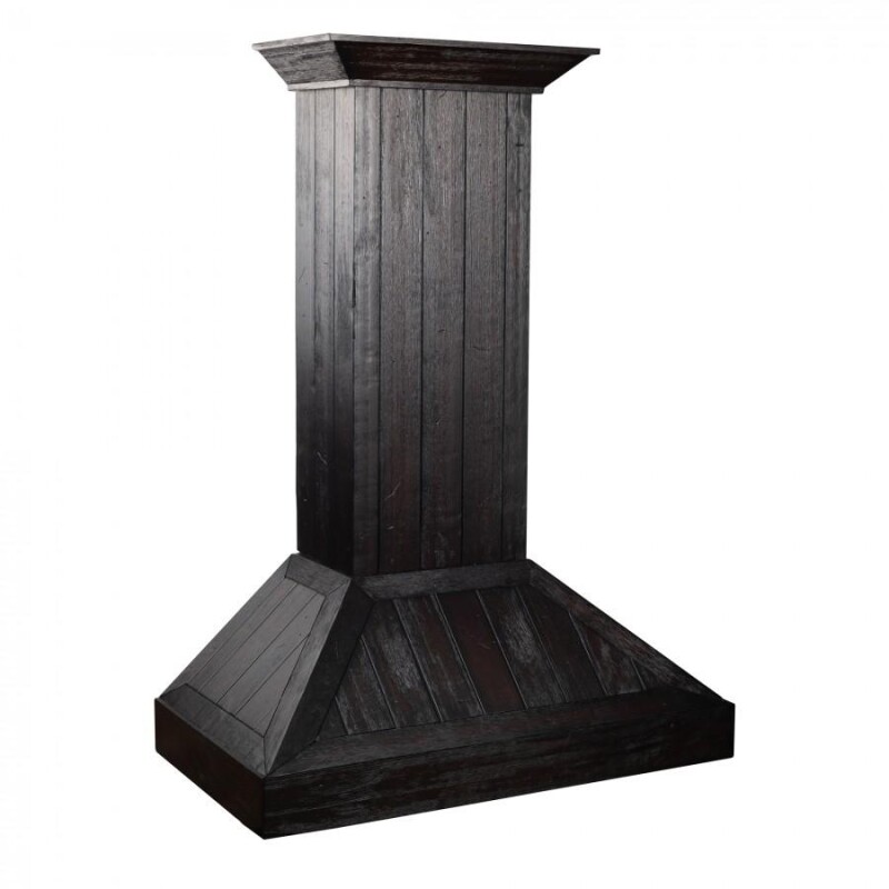 30 In. Wooden Convertible Vent Wall Mount Range Hood In Rustic Dark Finish KPDD30