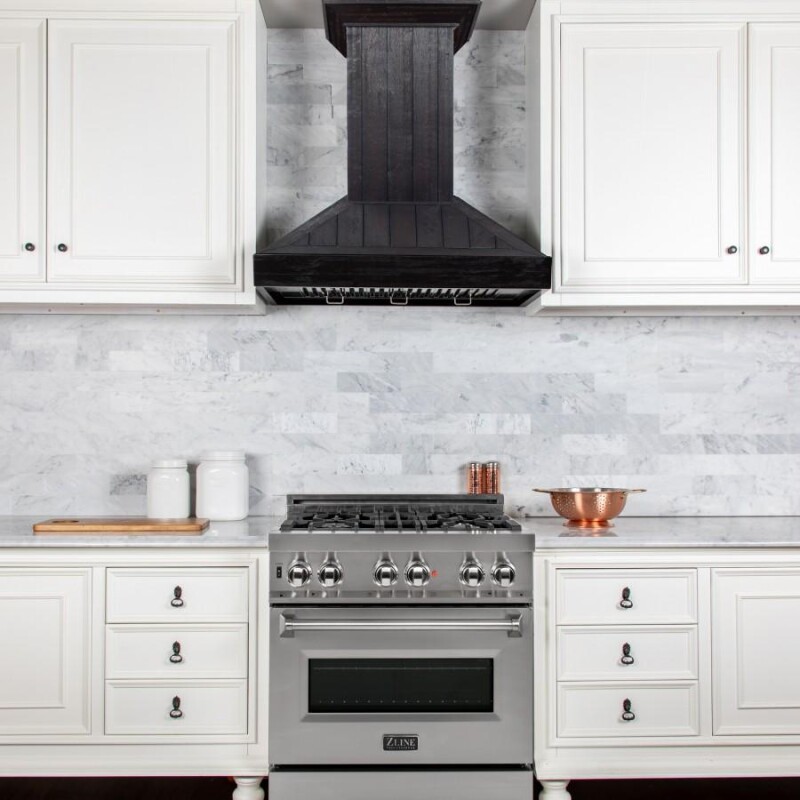 30 In. Wooden Convertible Vent Wall Mount Range Hood In Rustic Dark Finish KPDD30