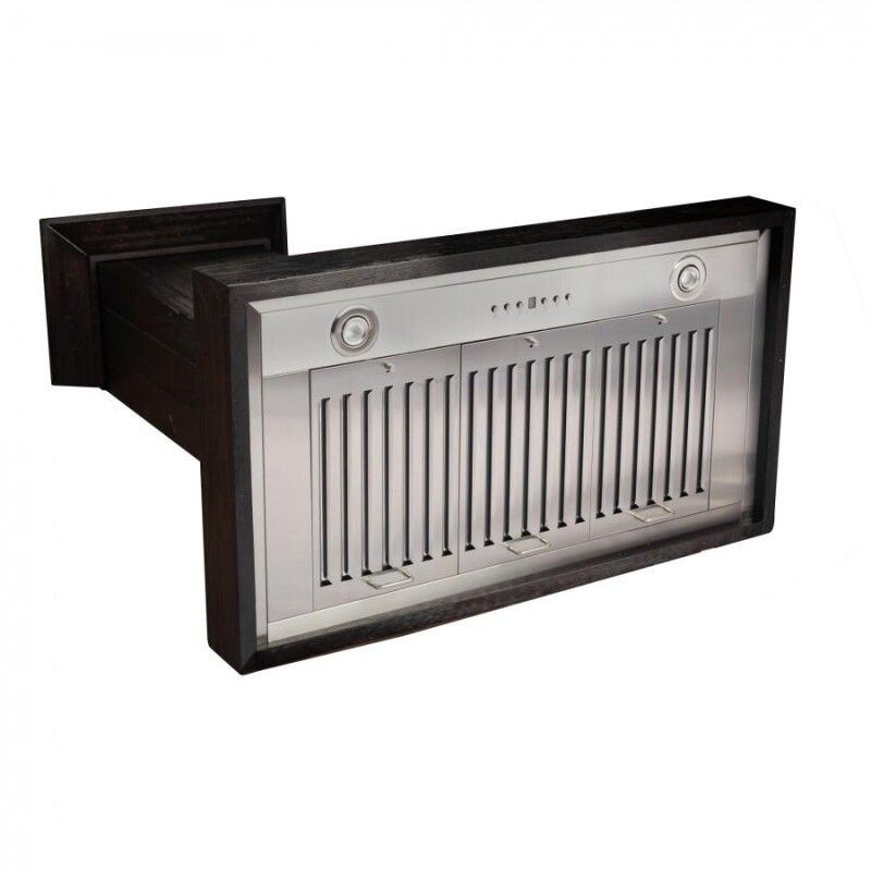 30 In. Wooden Convertible Vent Wall Mount Range Hood In Rustic Dark Finish KPDD30