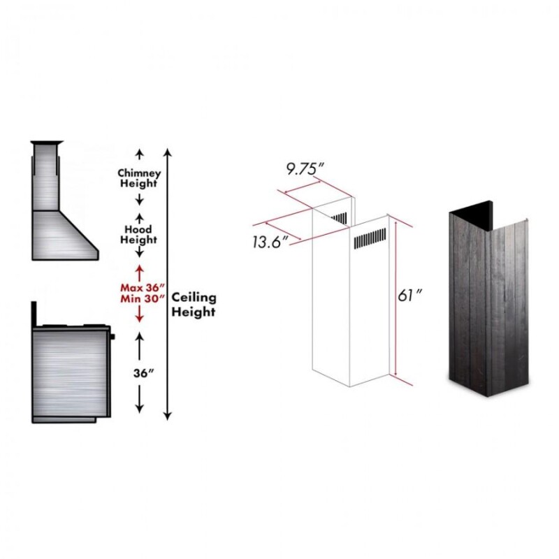 61" Wooden Chimney Extension for Ceilings up to 12 ft. KPDDE