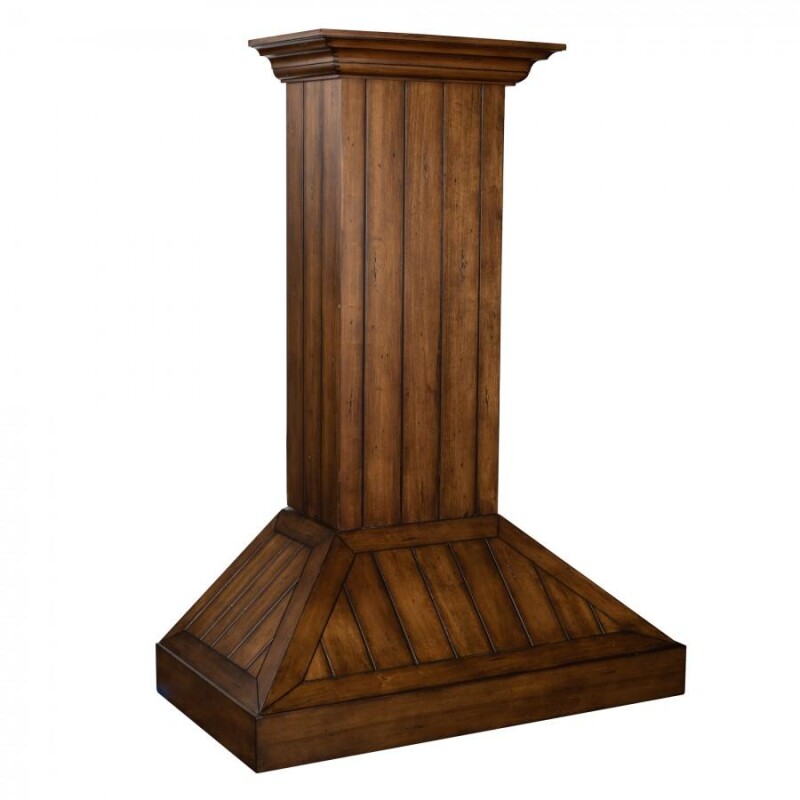 30 In. Wooden Wall Mount Range Hood In Rustic Light Finish KPLL30