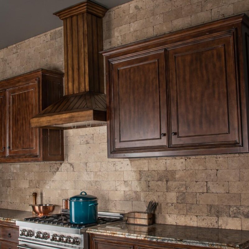 30 In. Wooden Wall Mount Range Hood In Rustic Light Finish KPLL30