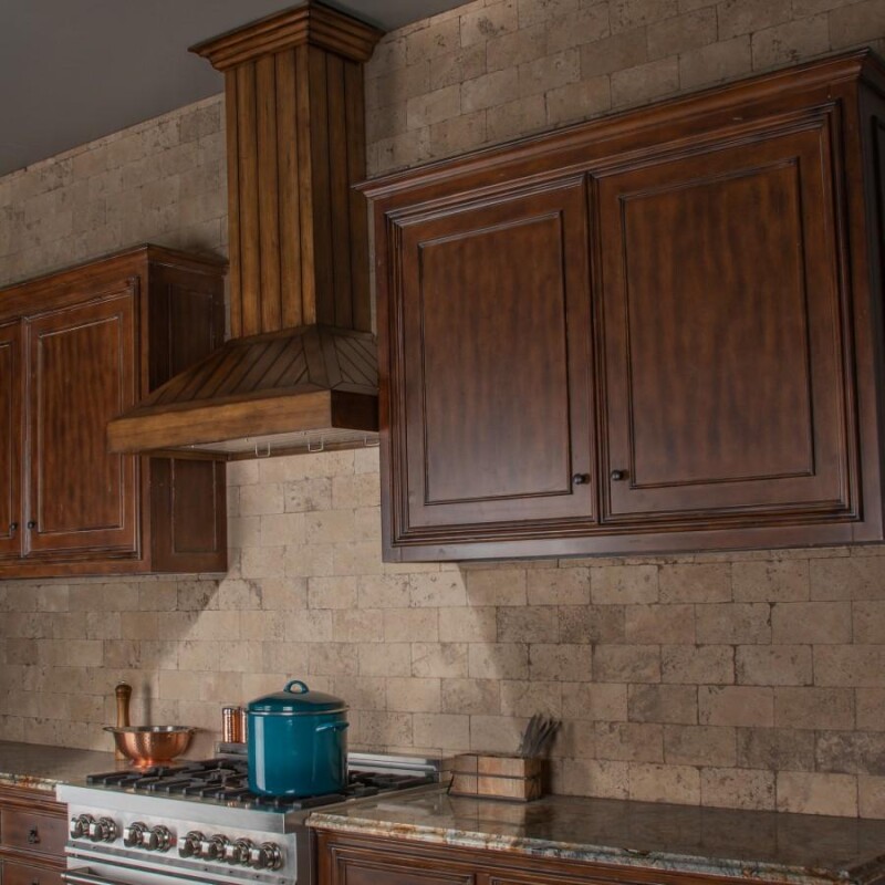 30 In. Wooden Wall Mount Range Hood In Rustic Light Finish KPLL30