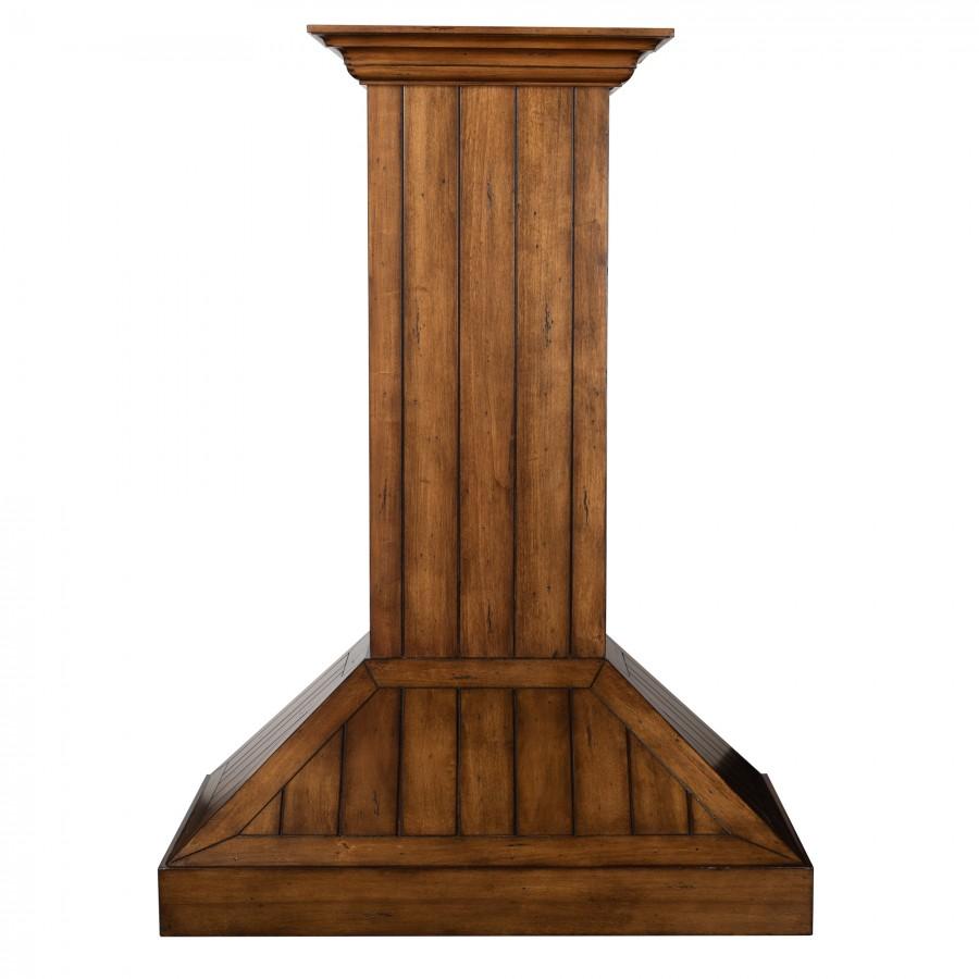 36 In. Wooden Wall Mount Range Hood In Rustic Light Finish KPLL36