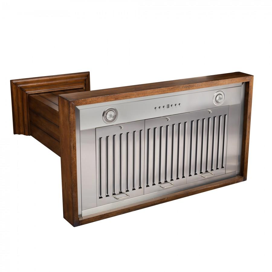 36 In. Wooden Wall Mount Range Hood In Rustic Light Finish KPLL36