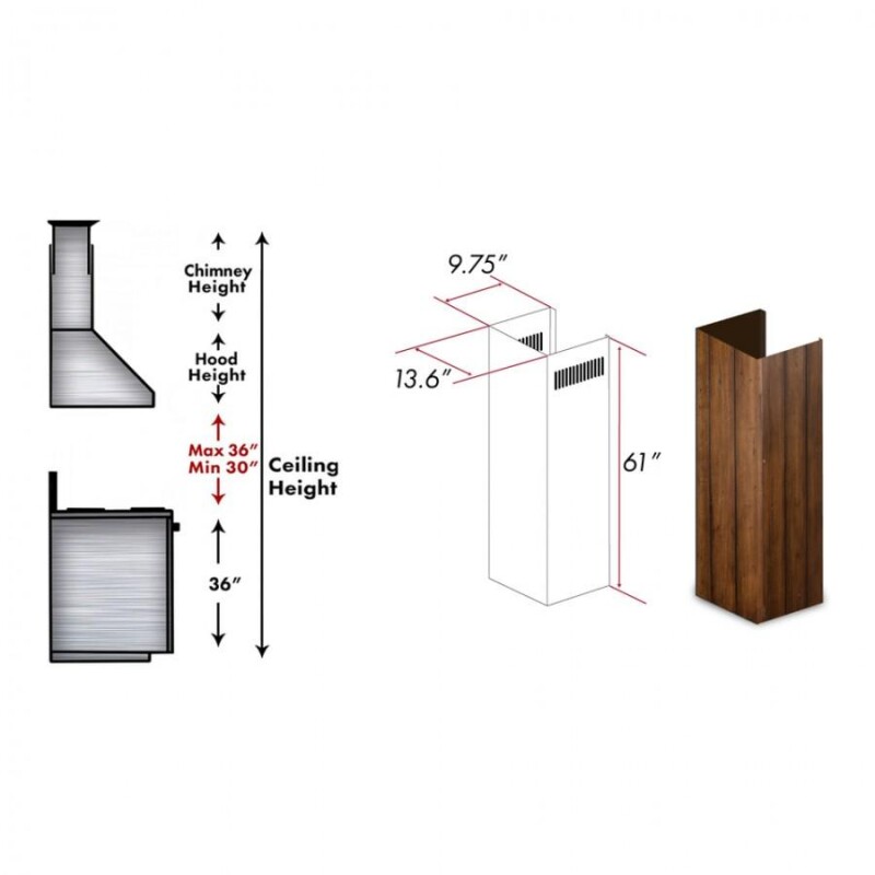 61" Wooden Chimney Extension for Ceilings up to 12 ft. KPLLE