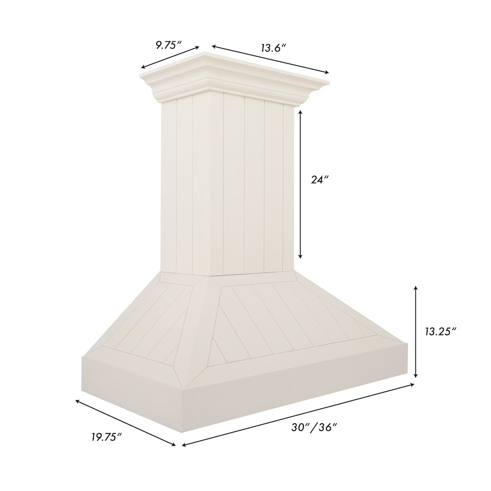 30 In. Ducted Vent Wooden Wall Mount Range Hood In Cottage White KPTT30