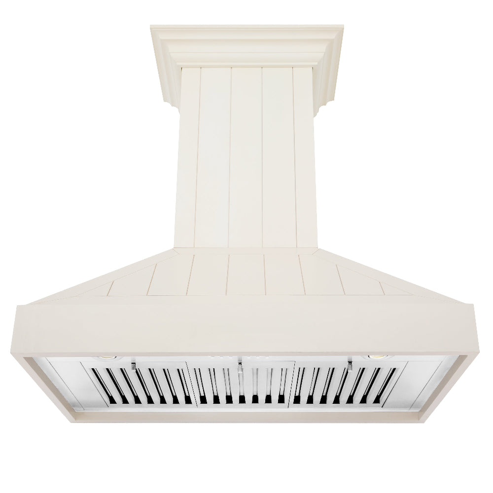 36 In. Ducted Vent Wooden Wall Mount Range Hood In Cottage White KPTT36