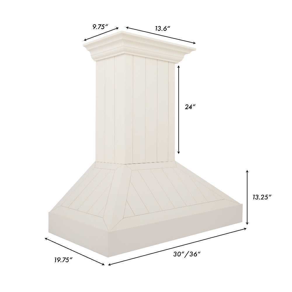 36 In. Ducted Vent Wooden Wall Mount Range Hood In Cottage White KPTT36