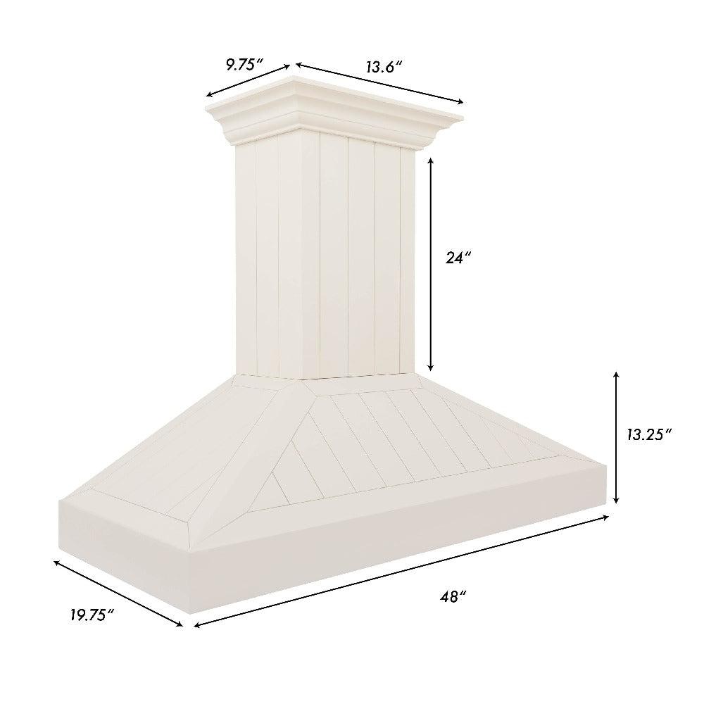 48 In. Ducted Vent Wooden Wall Mount Range Hood In Cottage White KPTT48