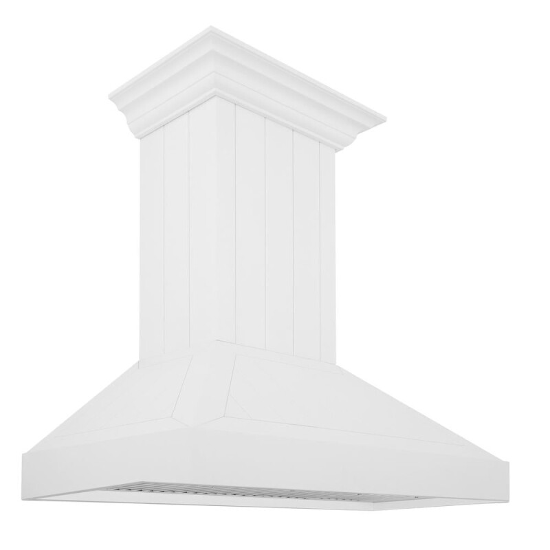 30 In. Wooden Wall Mount Range Hood In Shiplap Bright White Finish KPWW30