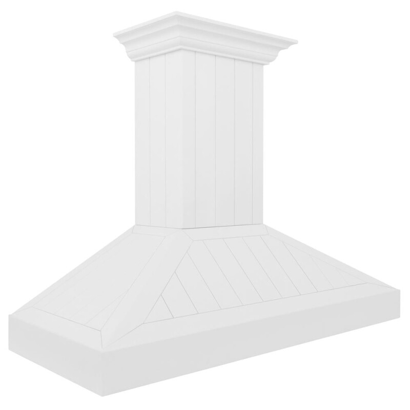 48 In. Wooden Wall Mount Range Hood In Shiplap Bright White Finish KPWW48