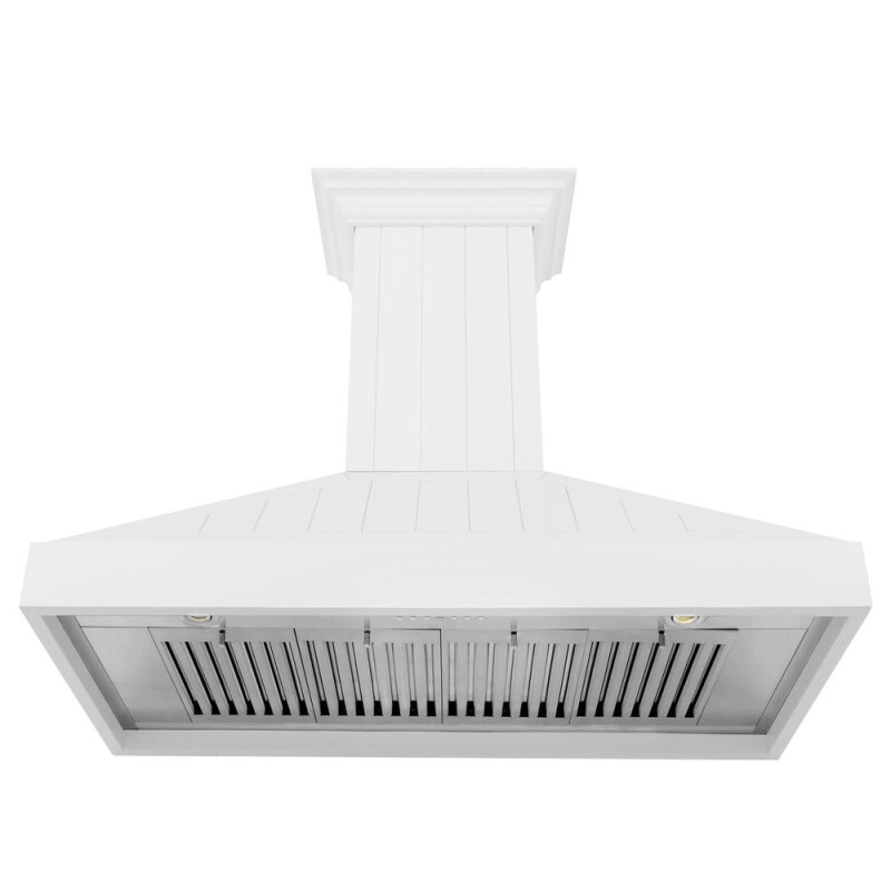 48 In. Wooden Wall Mount Range Hood In Shiplap Bright White Finish KPWW48