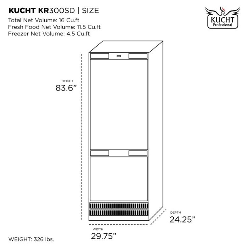 30” Built-In, Counter-Depth, Single Door Refrigerator KR300SD