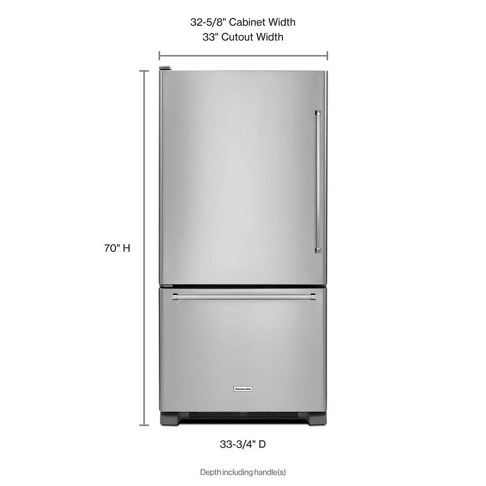 22 cu. ft. 33-Inch Width Full Depth Non Dispense Bottom Mount Refrigerator view 2