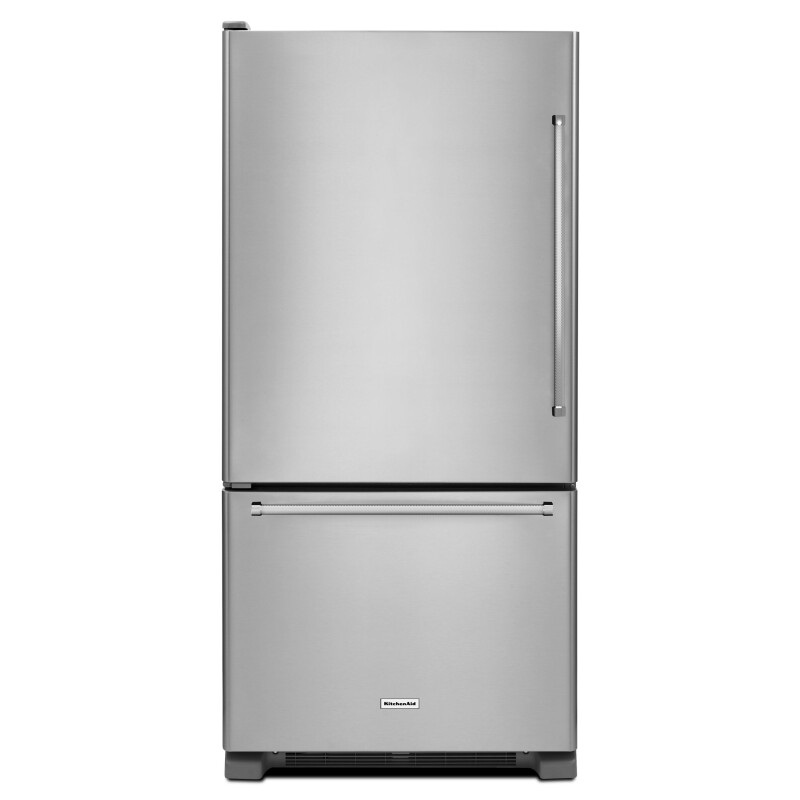 KitchenAid 19 cu. ft. 30-Inch Width Full Depth Non Dispense Bottom Mount Refrigerator Stainless Steel KRBL109ESS Picture 1