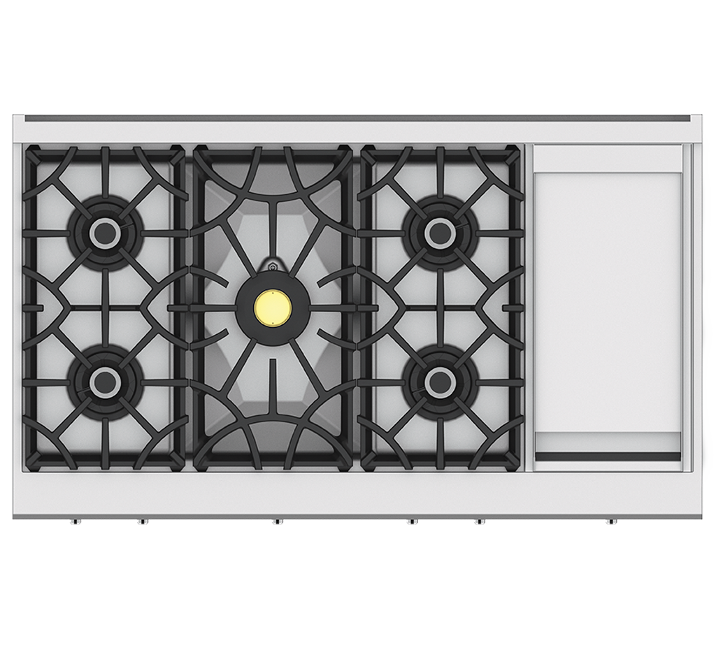 48″ 5-Burner Dual Fuel Range with 12″ Griddle KRD485NG1