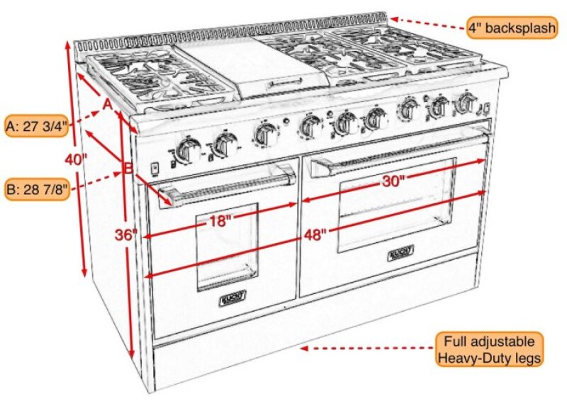 48 Freestanding DualFuel Range for Extra Large Kitchens KRD486FKLP