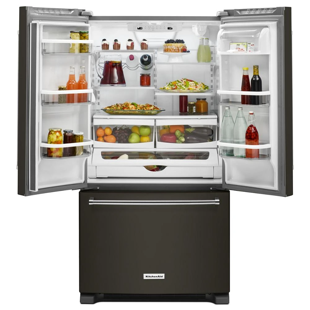 20 cu. ft. 36-Inch Width Counter-Depth French Door Refrigerator with Interior Dispense and PrintShield Finish KRFC300EBS