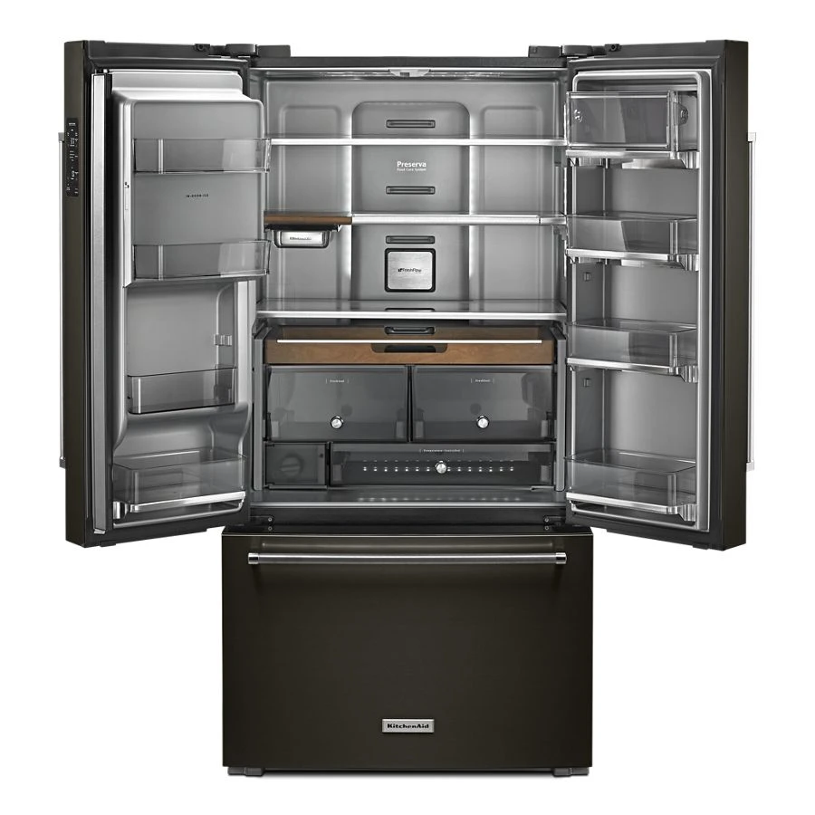 23.8 Cu. Ft. 36" Counter-depth French Door Platinum Interior Refrigerator With Printshield™ Finish KRFC704FBS