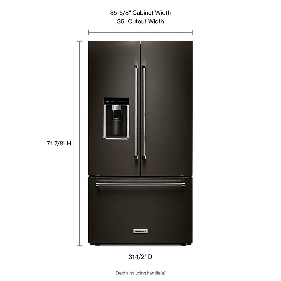 23.8 Cu. Ft. 36" Counter-depth French Door Platinum Interior Refrigerator With Printshield™ Finish KRFC704FBS