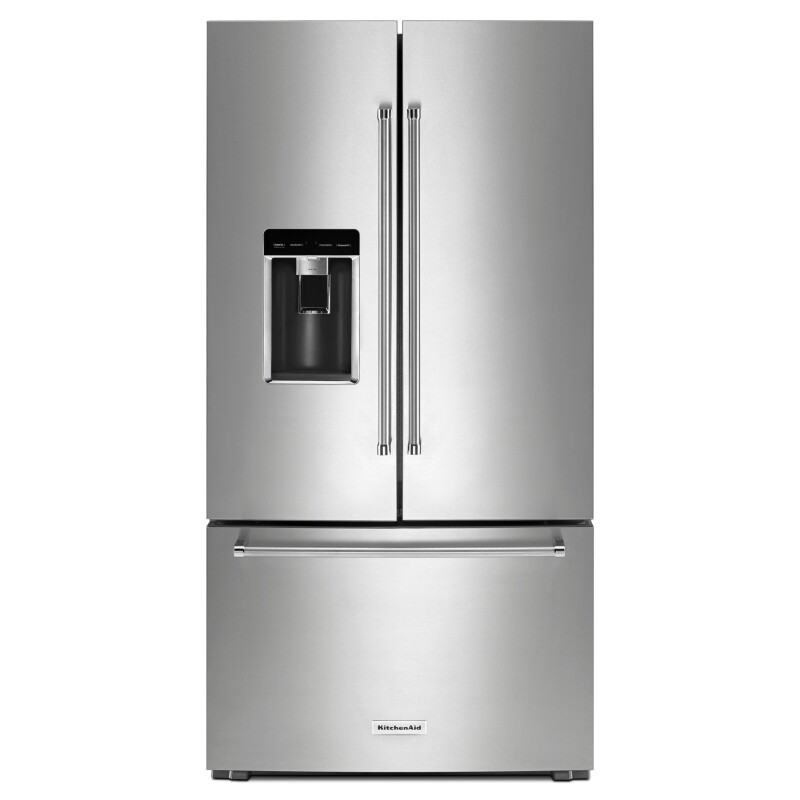 KitchenAid 23.8 cu. ft. Counter-Depth French Door Platinum Interior Refrigerator with PrintShield™ Finish Stainless Steel with PrintShield™ Finish KRFC704FPS Picture 1