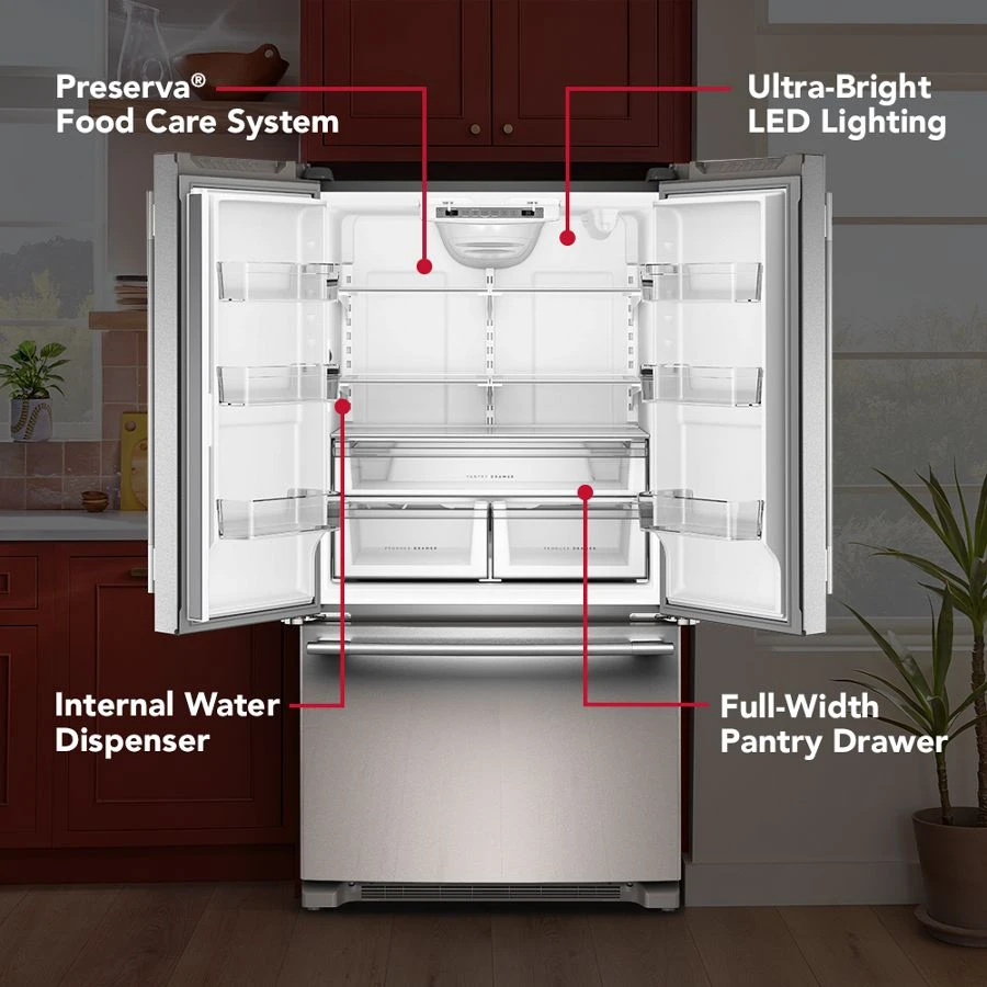 25 Cu. Ft. 36-inch Standard-depth French Door Refrigerator With Internal Water Dispenser KRFF136SPS
